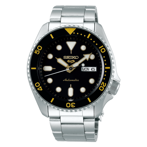Seiko 5 Sports Sports Style Stainless Steel / Black - Gold / Bracelet
